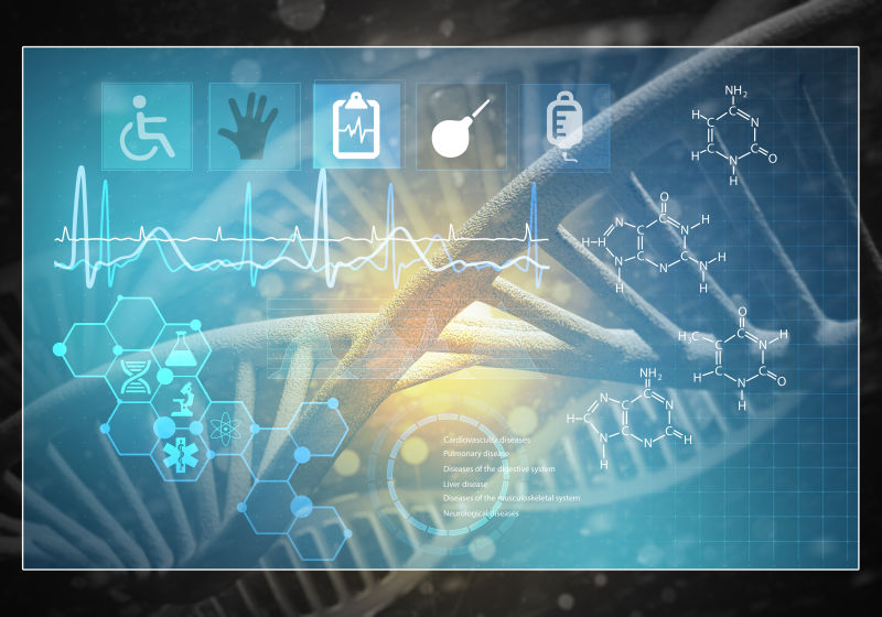 三维绘制DNA媒体医学背景图像