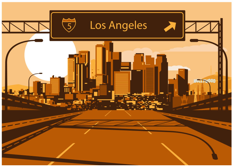 洛杉矶天际线道路标志