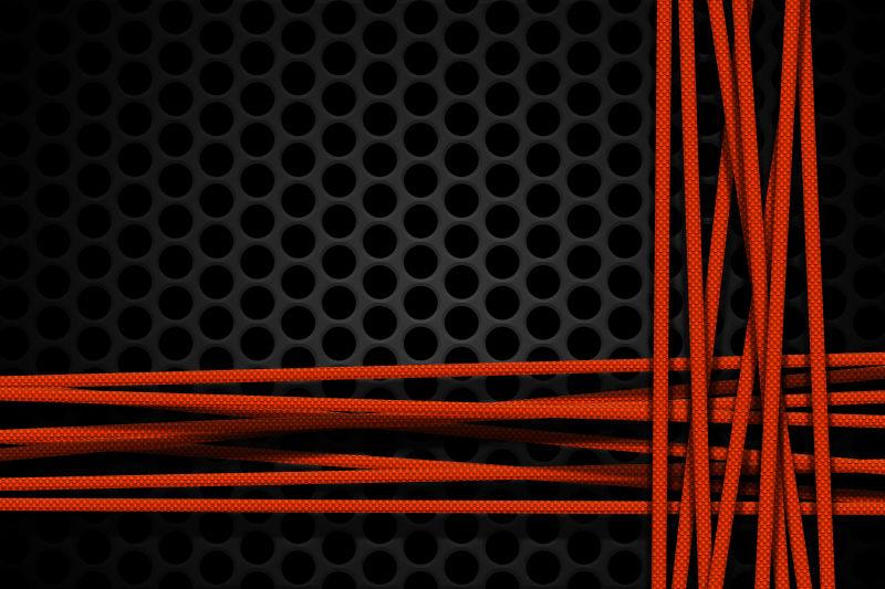 橙色碳纤维框架黑色网格碳背景