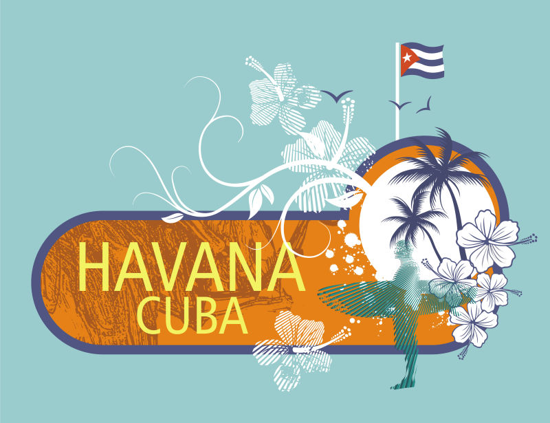 古巴哈瓦那宣传插图矢量设计