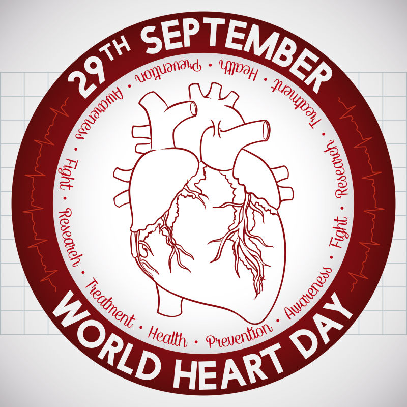 世界心脏日纪念标签矢量设计