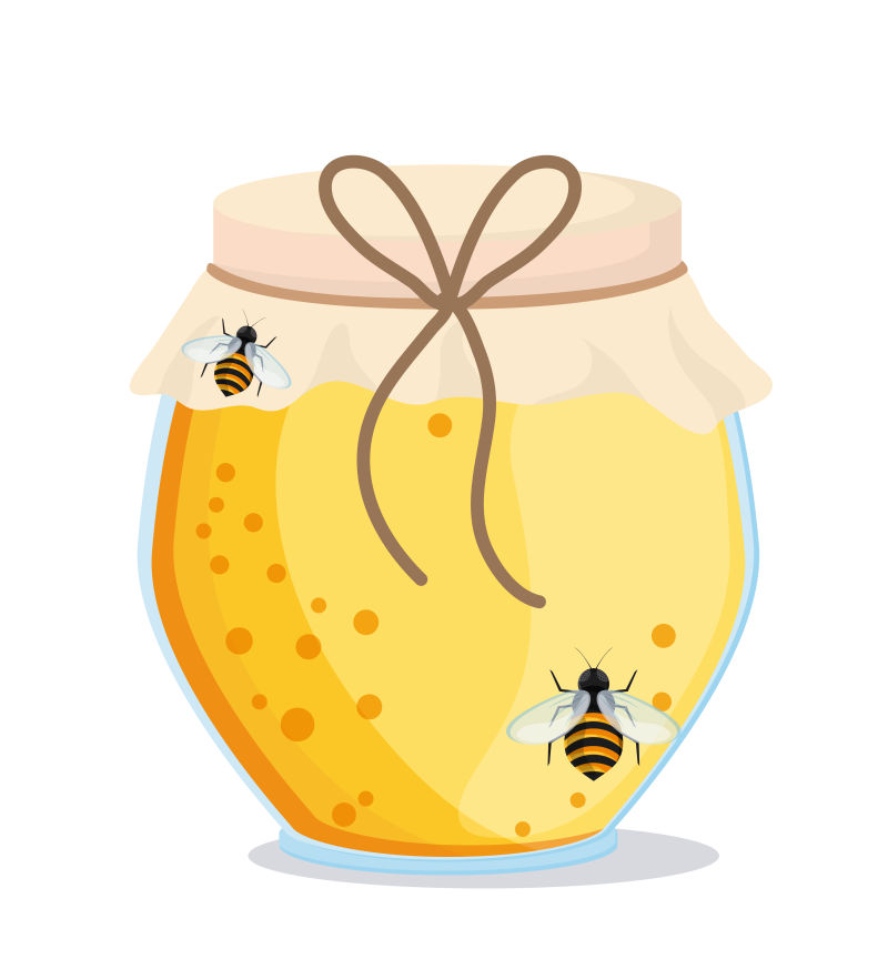 创意矢量吸引蜜蜂的蜂蜜插图
