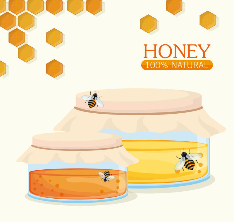 抽象矢量新鲜的蜂蜜平面插图