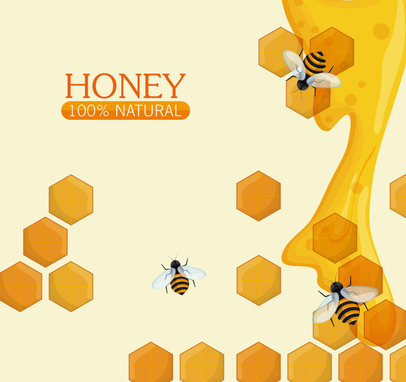矢量蜂蜜的创意平面插图