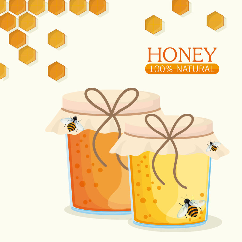 创意矢量蜂巢产出的蜂蜜插图