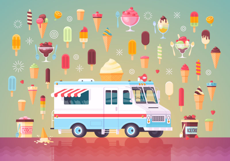 冰淇淋宣传插图矢量设计