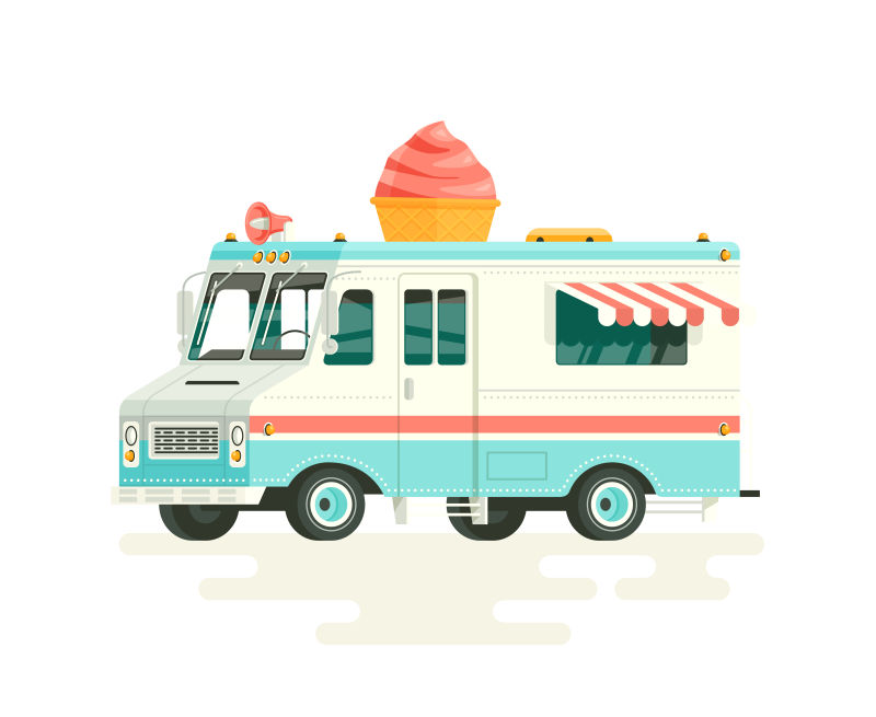 矢量冰淇淋车插图设计