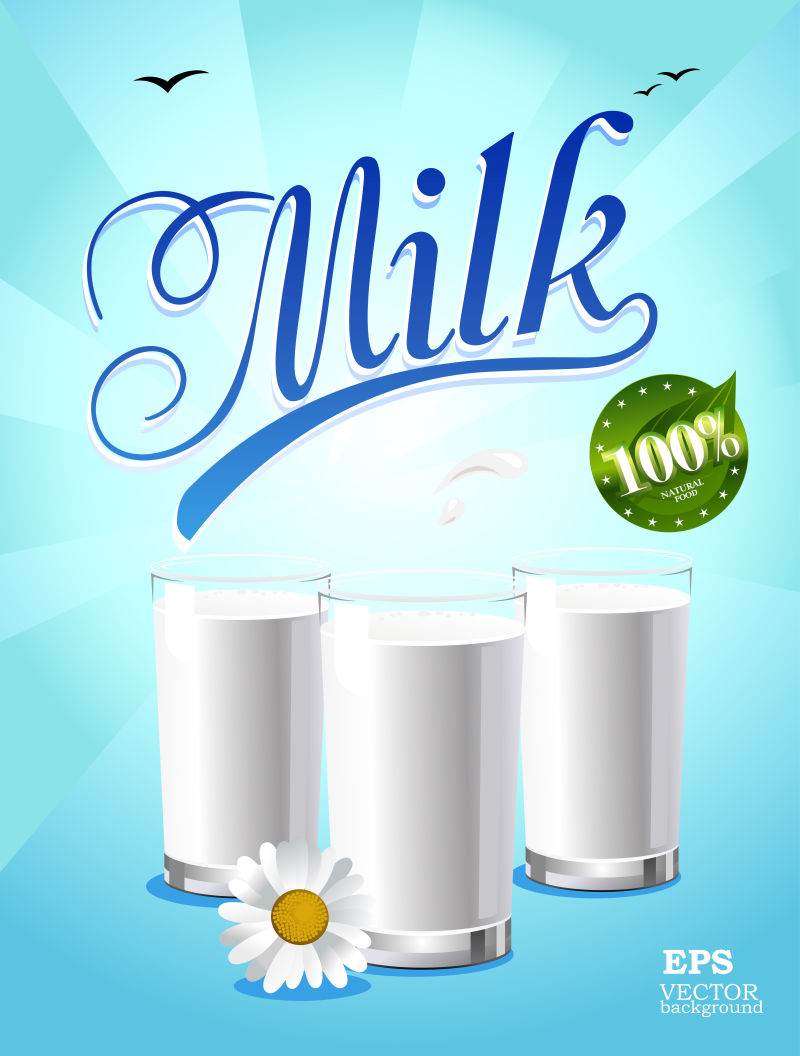 矢量的牛奶宣传插图设计