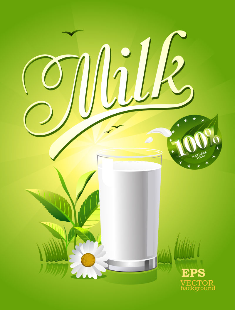 牛奶宣传插图矢量设计