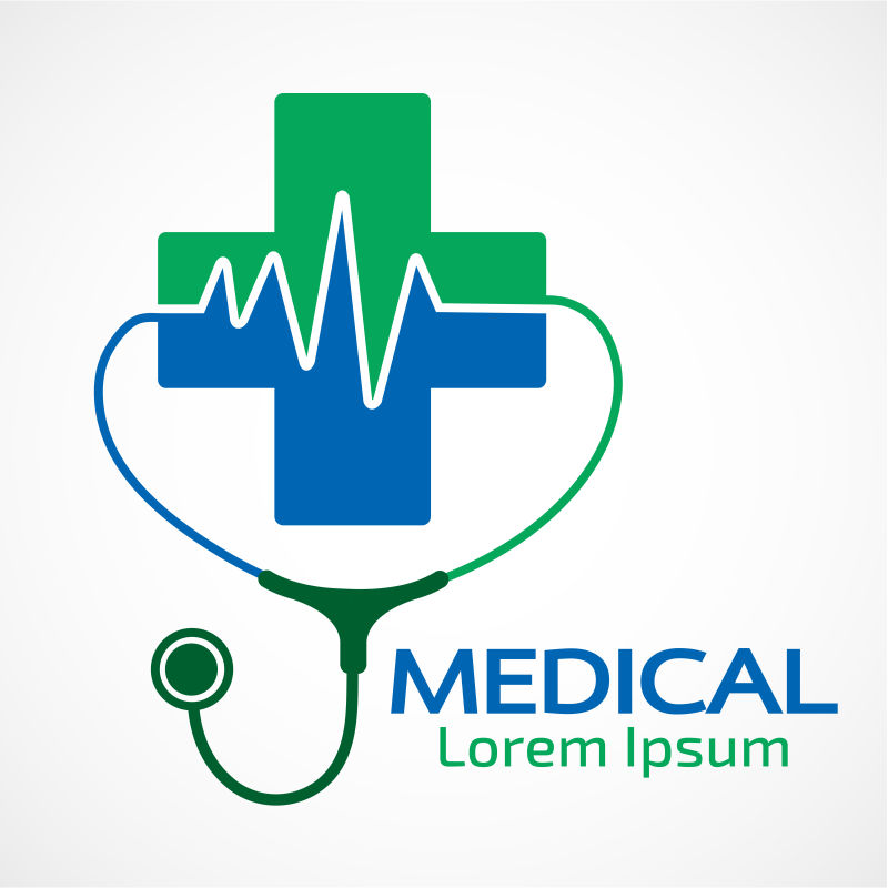 矢量蓝绿色医疗logo设计