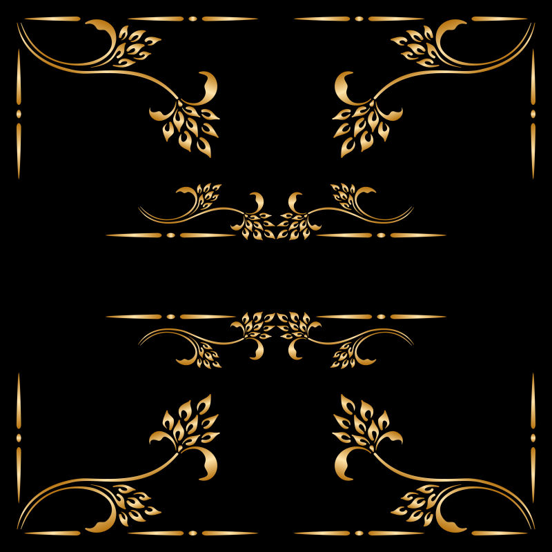 抽象矢量金色复古装饰设计元素
