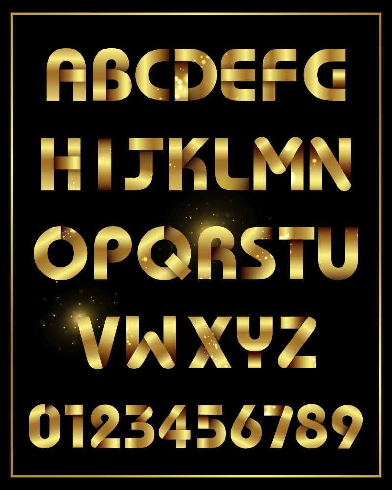 金色发光字母矢量设计