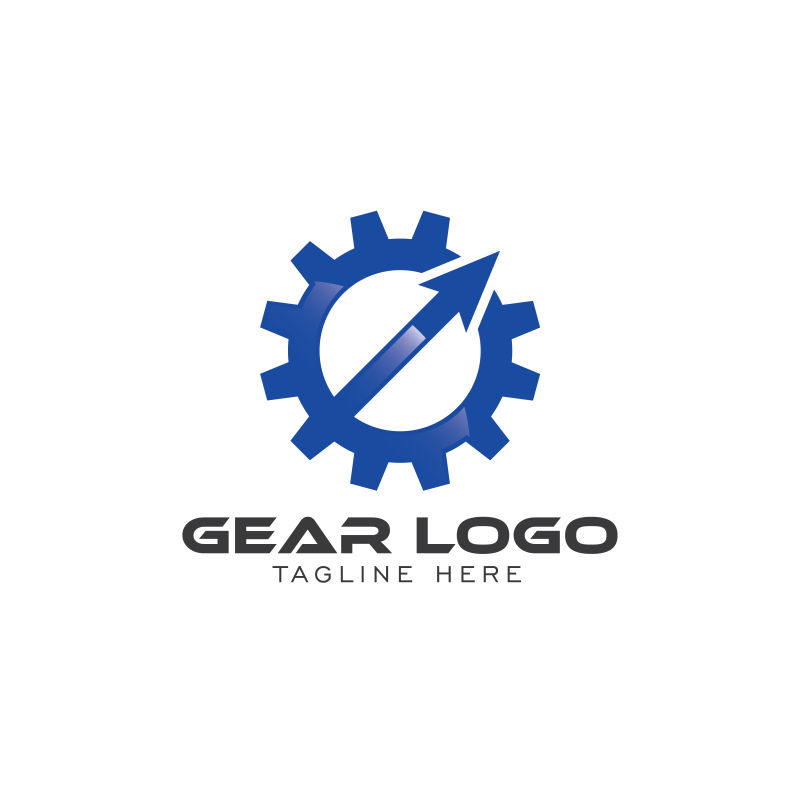矢量蓝色齿轮logo设计