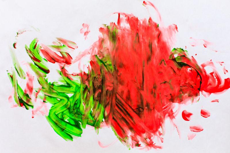 红绿抽象油画