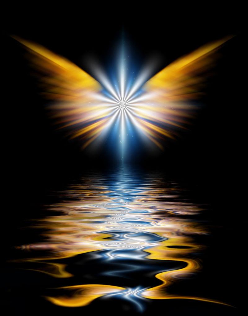 水面上闪耀着天使的翅膀