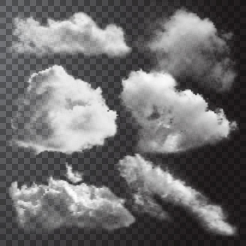 抽象矢量透明背景上的云设计元素