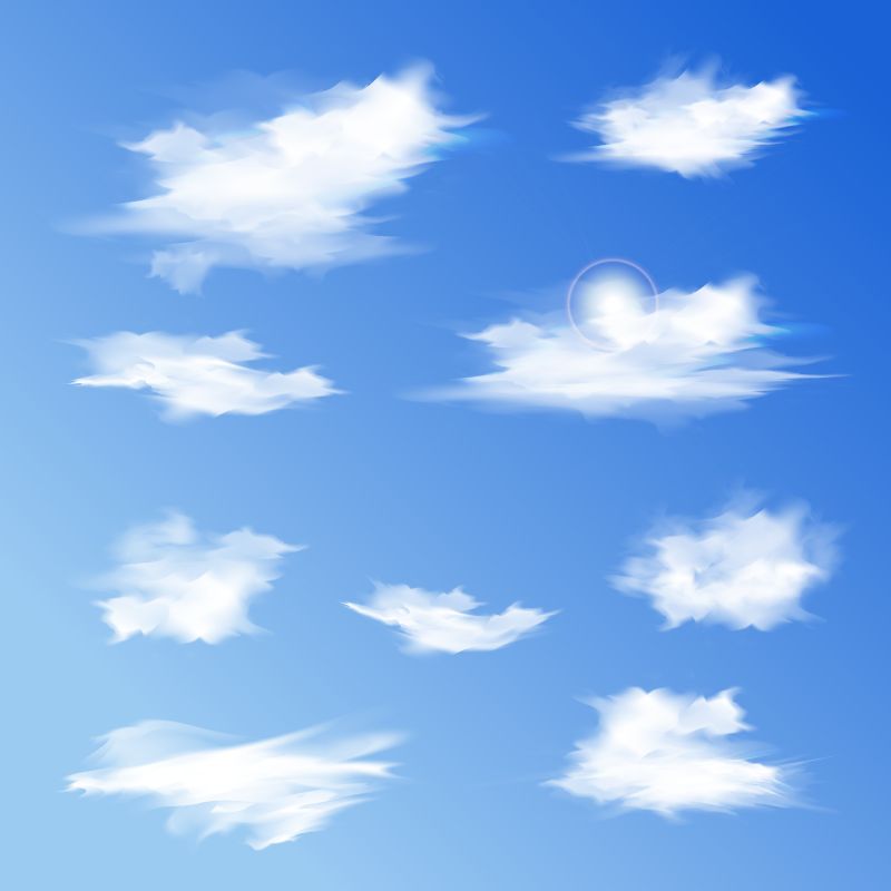 矢量蓝天背景上的云朵设计元素