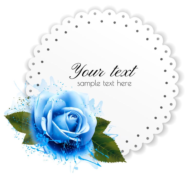 蓝色玫瑰图案的礼品卡矢量设计