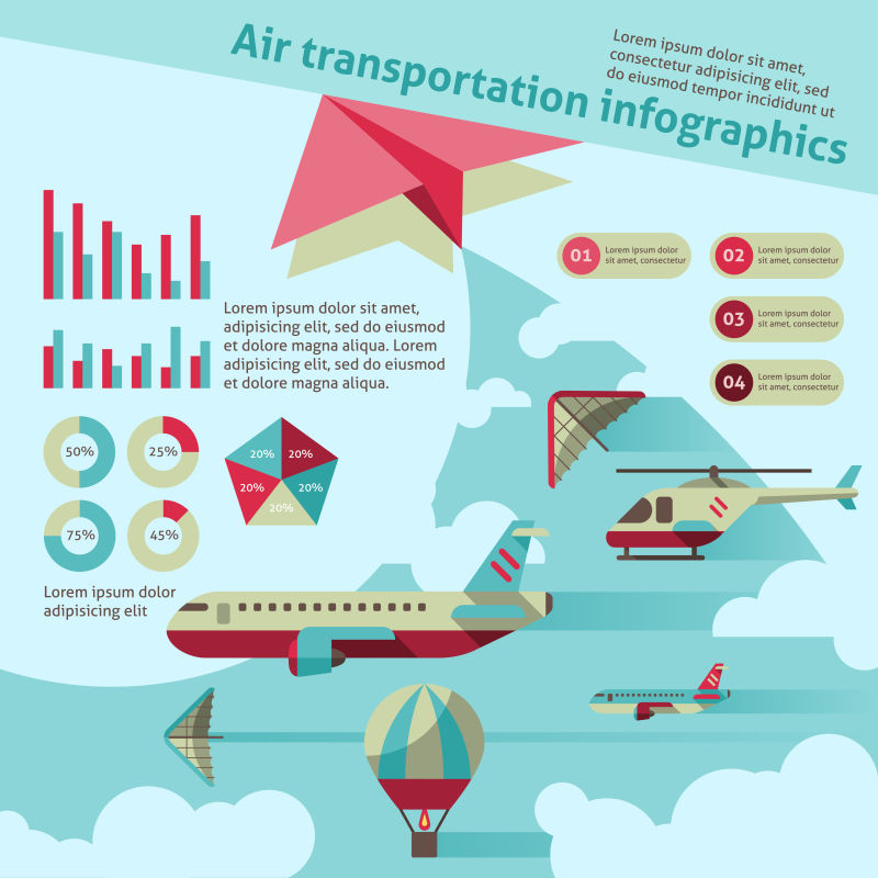 矢量航空运输概念图表