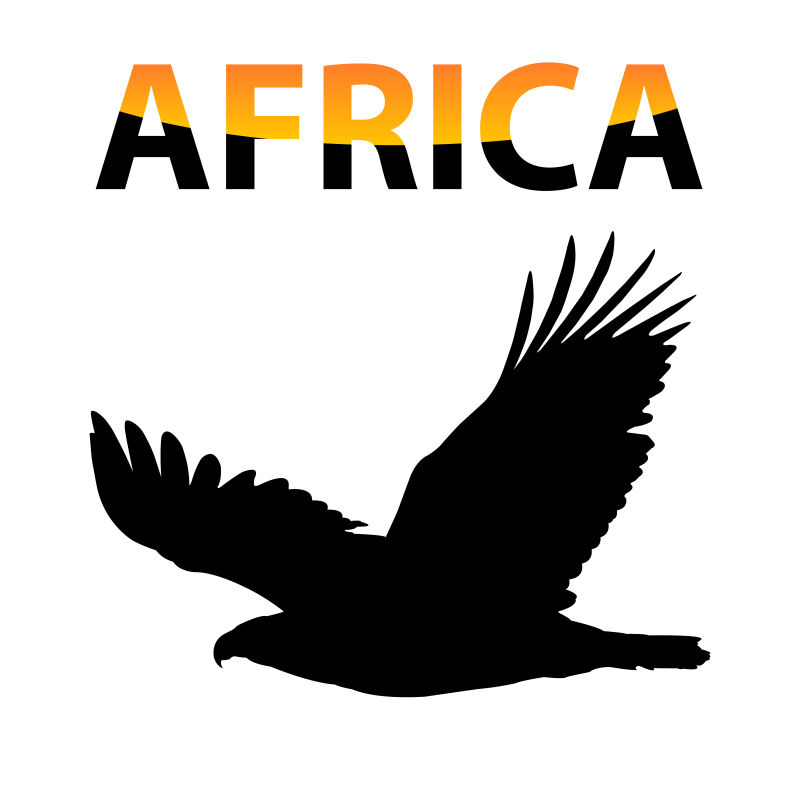 非洲雄鹰轮廓矢量插图