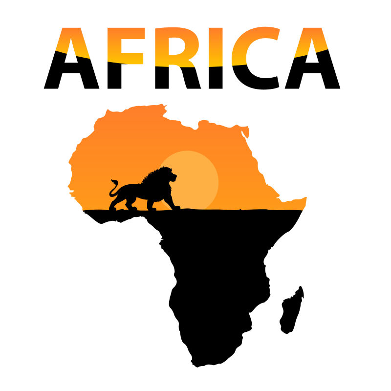 矢量的非洲狮子轮廓插图