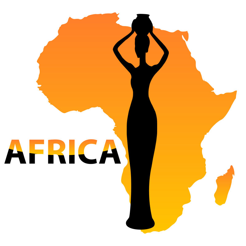 非洲女人轮廓的矢量插图