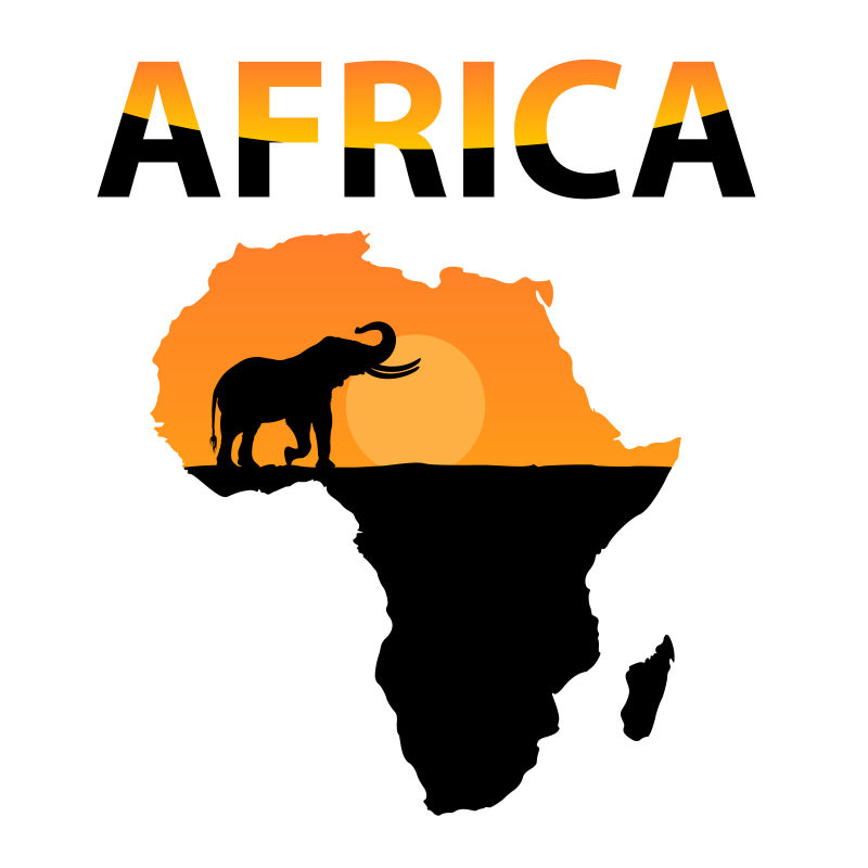 非洲大象轮廓插图矢量设计