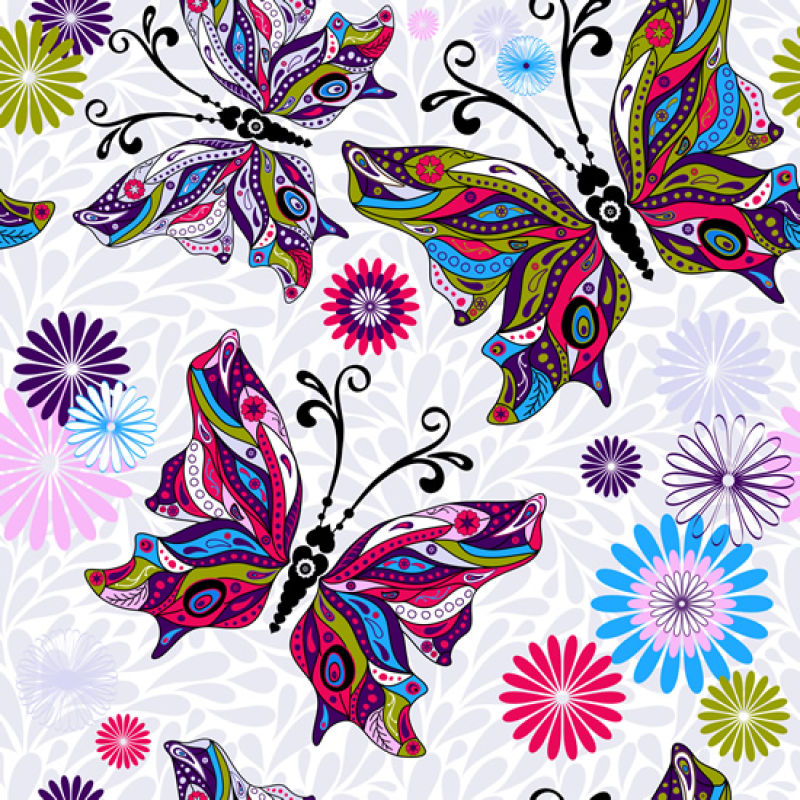 抽象民族风格的矢量蝴蝶插图