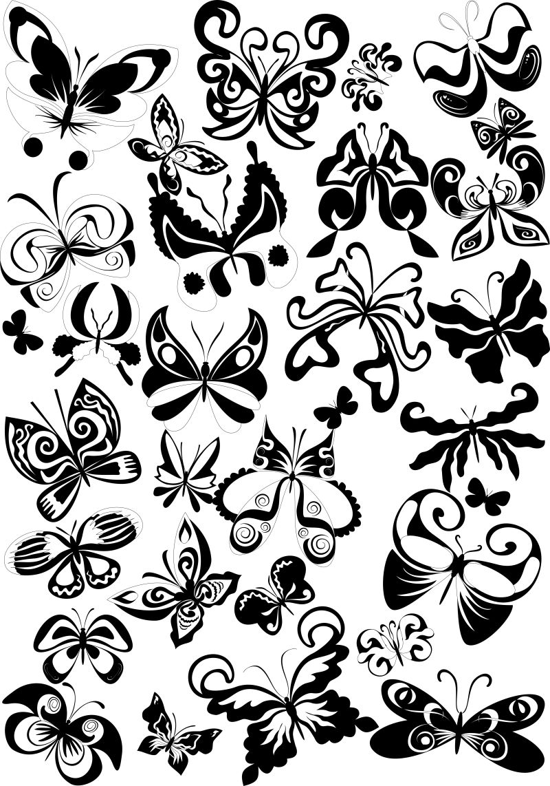 矢量单色的创意蝴蝶设计元素