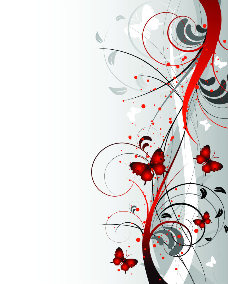 抽象彩色现代蝴蝶花卉元素背景
