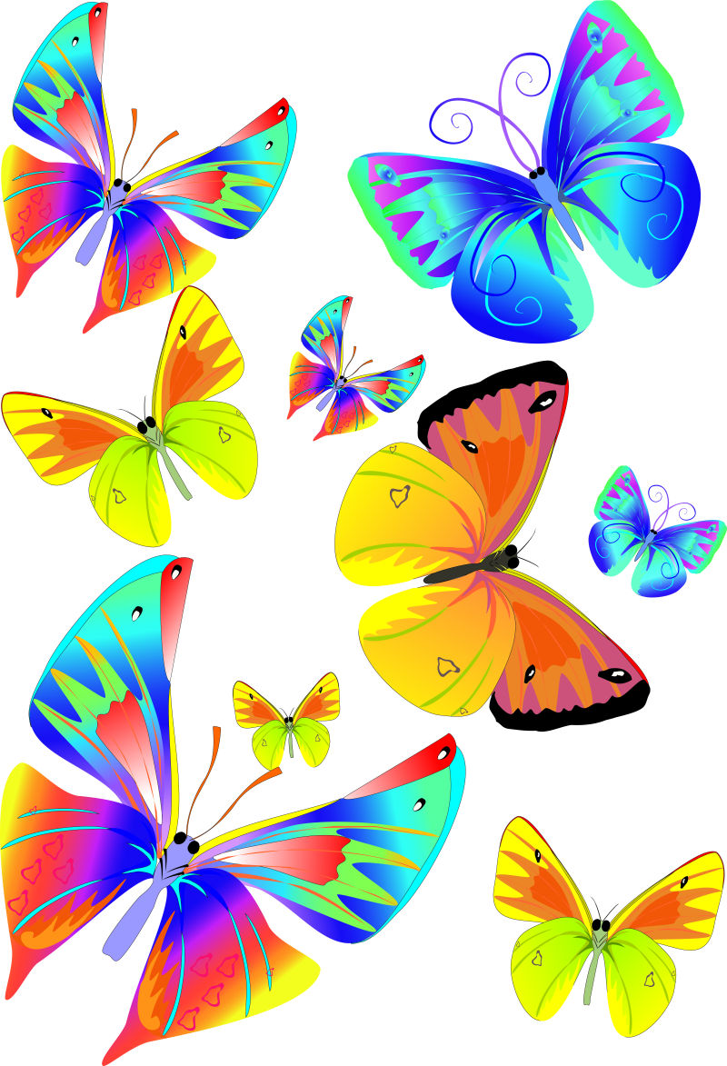 抽象彩色蝴蝶的矢量设计元素