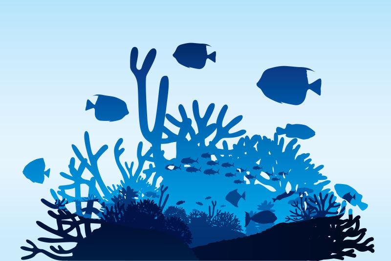 珊瑚海底生物背景的矢量图