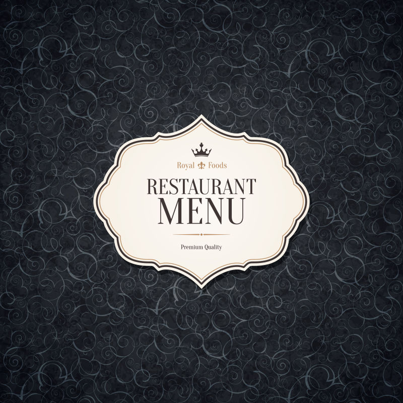 黑色背景的餐厅菜单标志设计矢量图