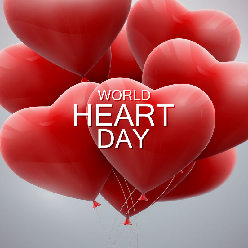 创意矢量红色心形的世界心脏日海报设计
