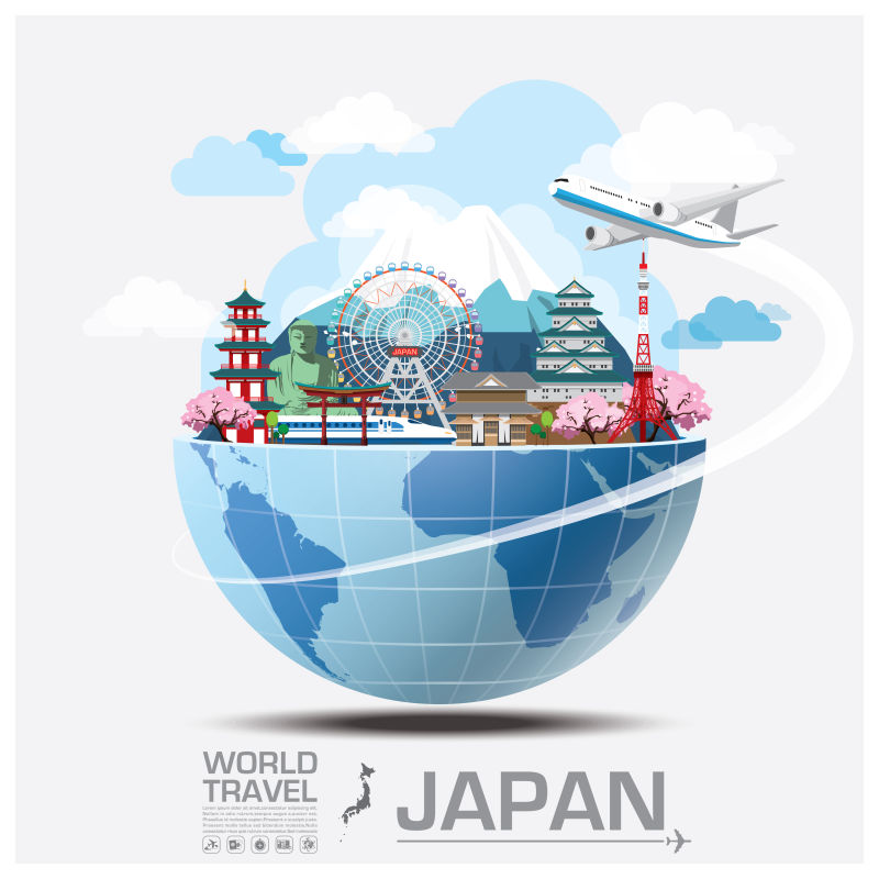 矢量日本旅行概念的抽象插图