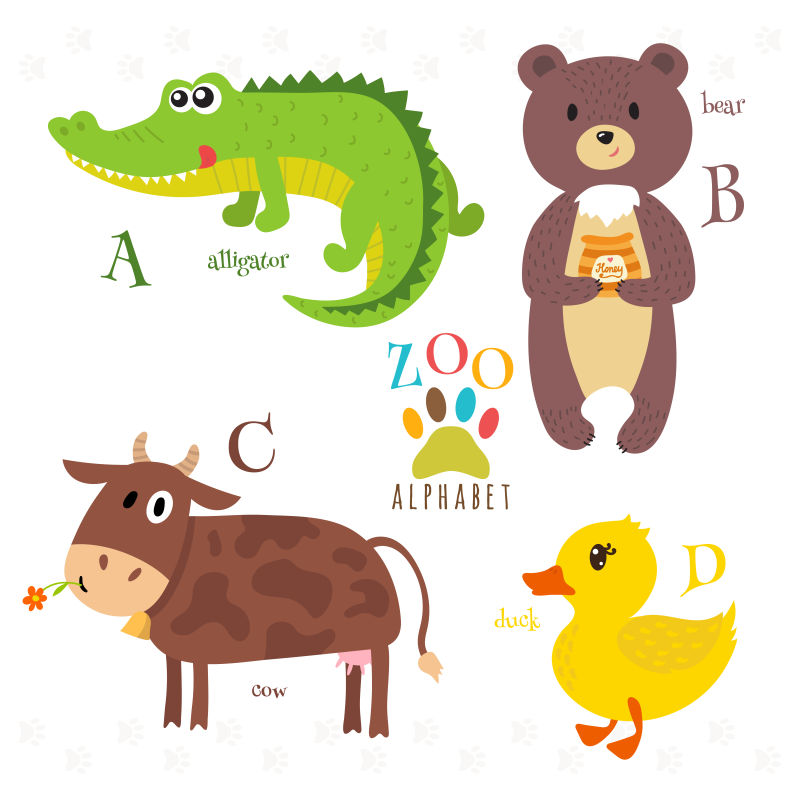 抽象矢量动物字母表设计插图