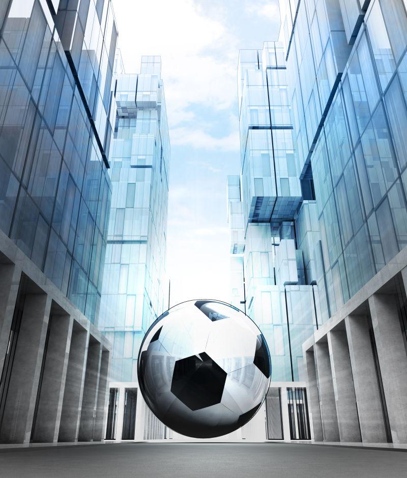现代商业城市街的足球