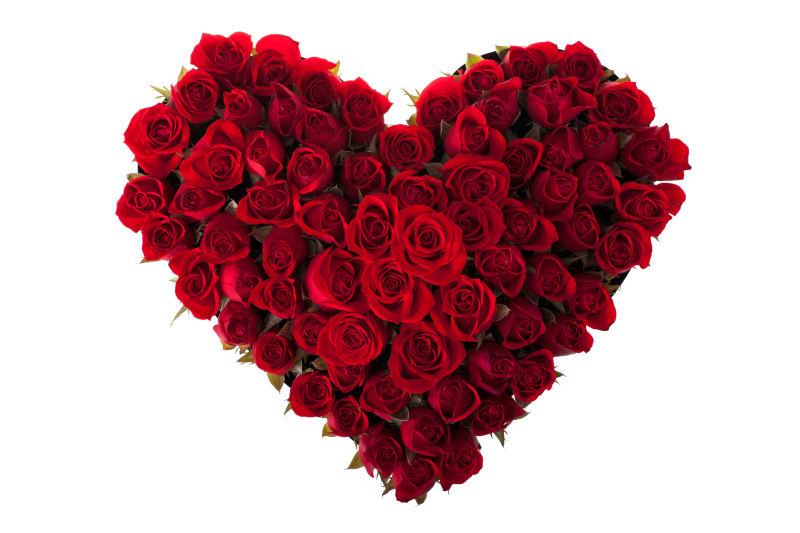 红色的心形玫瑰花束