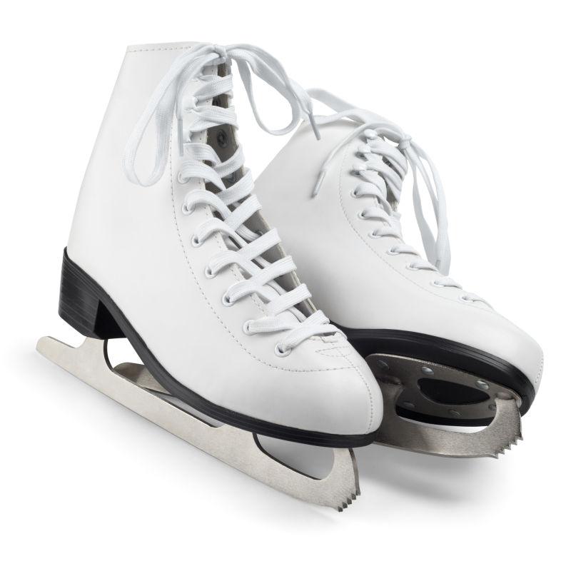 白色背景上的白色溜冰鞋