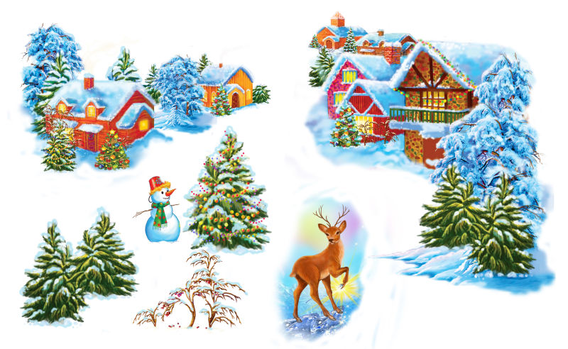 冬季的童话森林景观插图