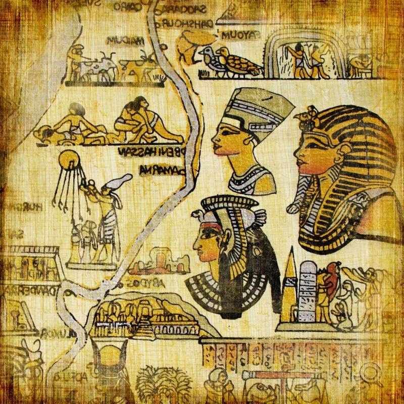 埃及地图羊皮纸