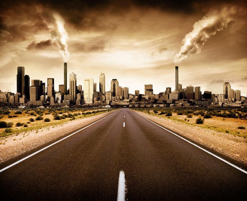通向污染城市的道路