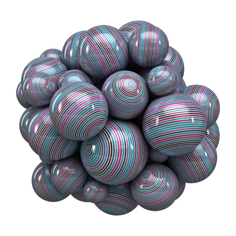 结合构造的灰色彩球
