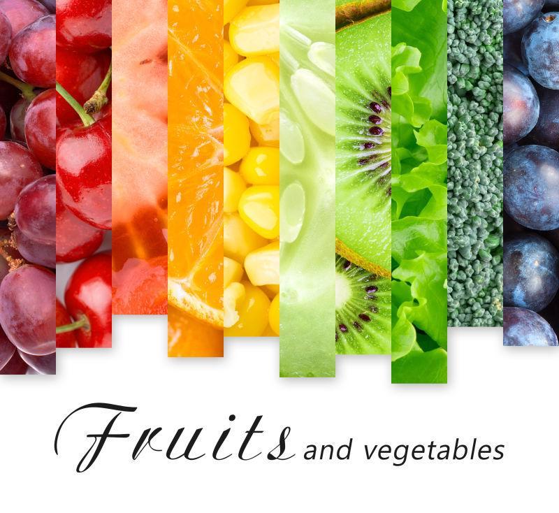 新鲜水果与蔬菜拼贴