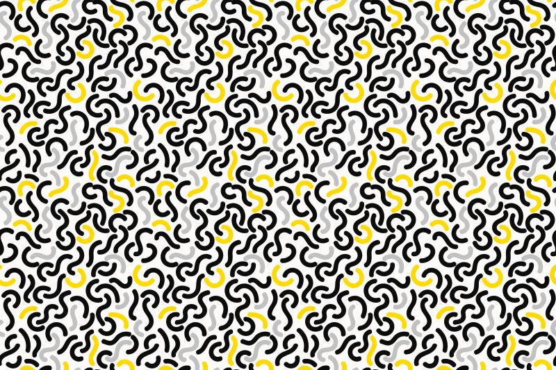 黑白黄三色的混合曲线背景