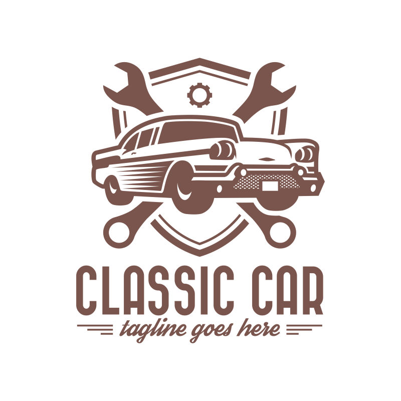 褐色老式汽车logo矢量