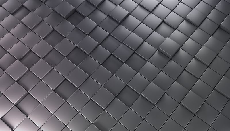 抽象的暗金属立方体墙背景