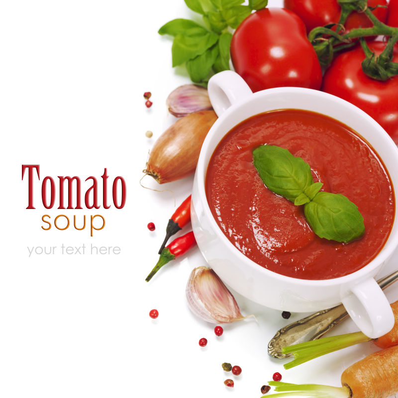 传统西红柿汤和配料