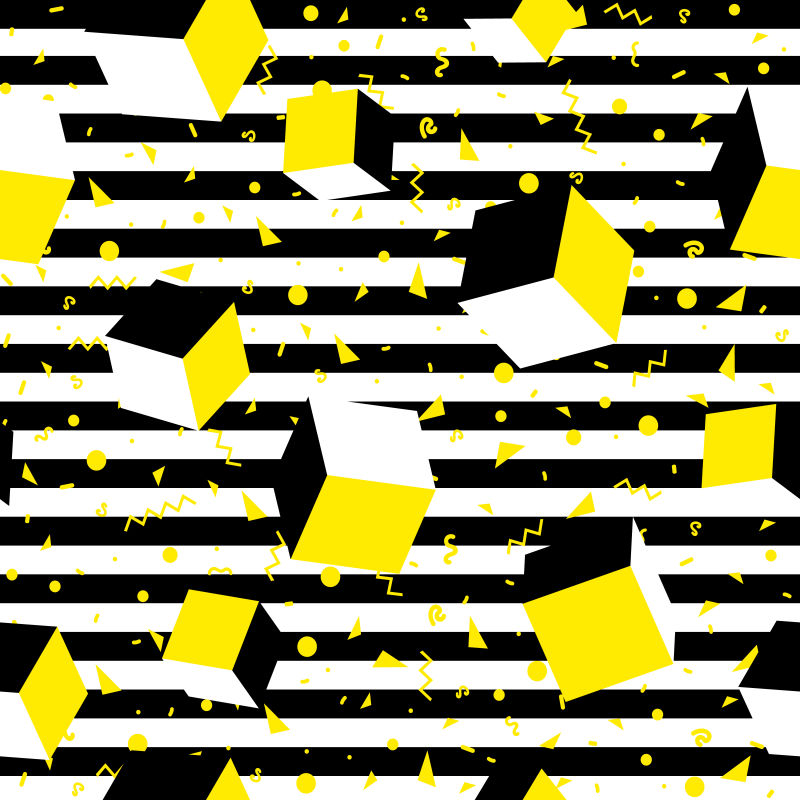 矢量彩色条纹几何立方体元素的背景