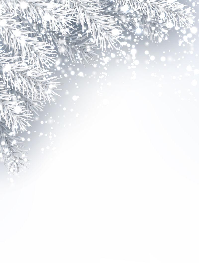 杉树枝和雪矢量插图
